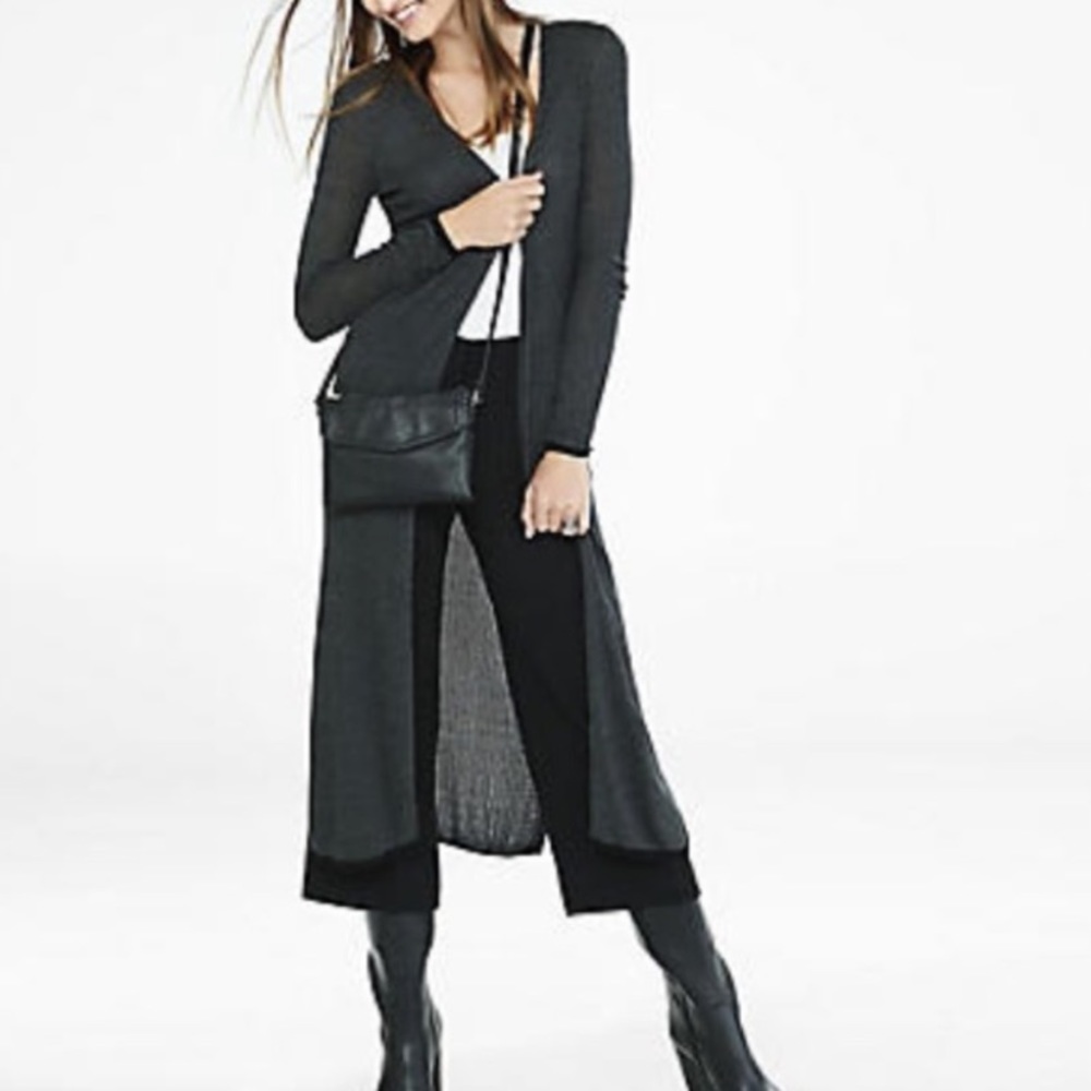 Express duster long gray cardigan sweater